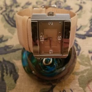 Kenneth Cole Tan Leather Watch w/ Silver Bezel